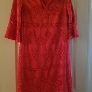 Dressbarn knee-length orange dress .5 in sleeves